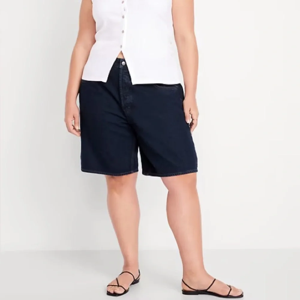 OLD NAVY Mid-Rise Baggy Jean Bermuda Shorts 9-inch inseam Size 12 NEW - Picture 13 of 15